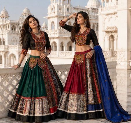 Traditional Gujarati Style Lehenga Choli For Women