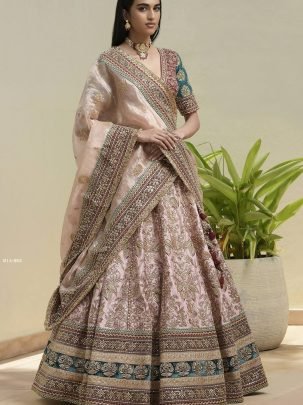  Traditional Mulberry Silk Lehenga With Sequins Thread and Dori Work