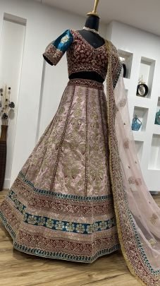 Traditional Mulberry Silk Lehenga With Sequins Thread and Dori Work