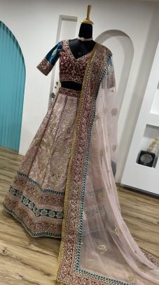 Traditional Mulberry Silk Lehenga With Sequins Thread and Dori Work