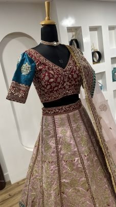 Traditional Mulberry Silk Lehenga With Sequins Thread and Dori Work