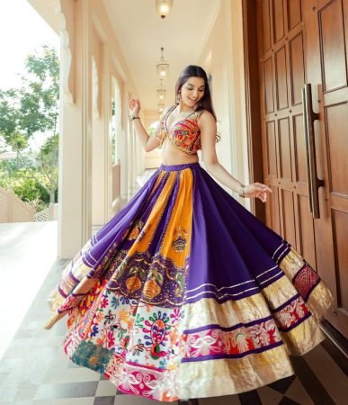 Traditional Navratri Lehenga Choli with Mirror Work