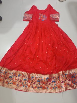 Traditional Paithani Silk Red Ready made Gown