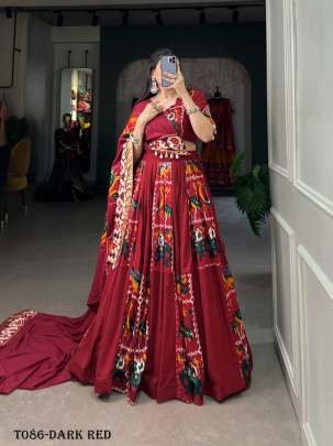 Traditional Wear Dark Red  Rayon  Lehenga Choli 