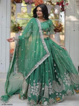 Traditional Wear Embroidered Green Lehenga Choli