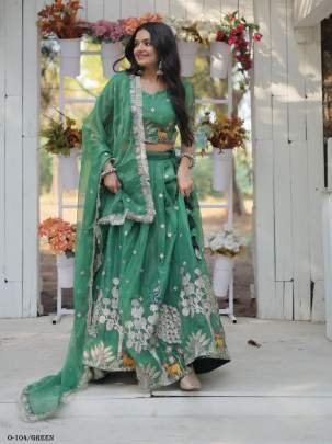 Traditional Wear Embroidered Green Lehenga Choli