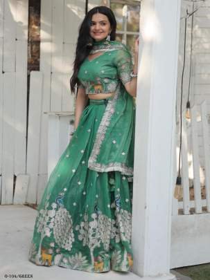 Traditional Wear Embroidered Green Lehenga Choli