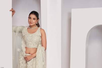 Traditional Wear White Soft Net Embroidery Lehenga Choli