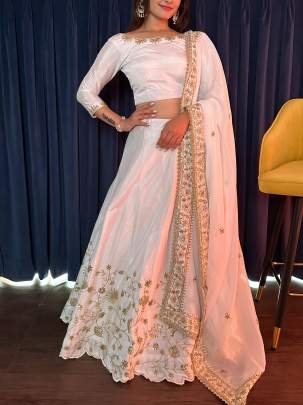 Traditional Zari And Sequens Silk Lehenga Choli