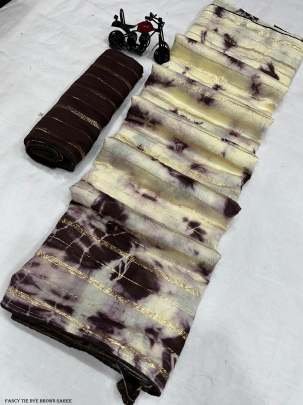 Trendi Viscos Lining Tie Dye Latkan Silk Brown Saree