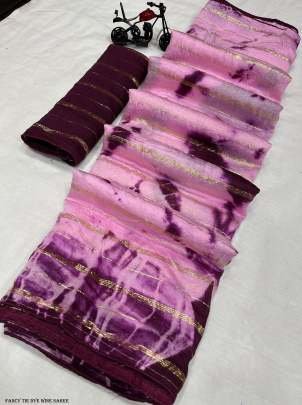 Trendi Viscos Lining Tie Dye Latkan Silk Wine Saree 