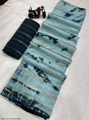 Trendi Viscos Lining Tie Dye Latkan Silk Rama Saree 