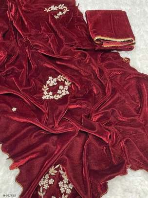 Trending Heavy Velvet Red Saree