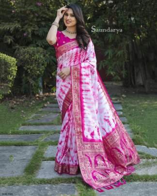 Trending Pink Dola Silk Saree With Shibori Printed Work