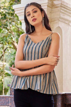 Trending Short Sky Blue Western Top