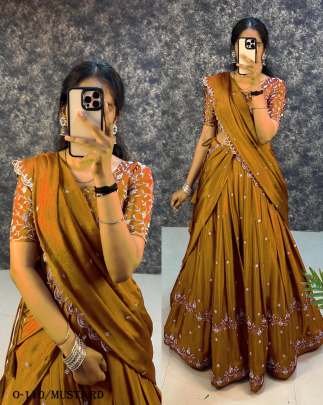 Trending Unique Design Mustard Lehenga