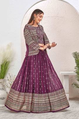 Trending Wine Color Readmade Georgette Lehenga choli with Jacket