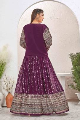 Trending Wine Color Readmade Georgette Lehenga choli with Jacket
