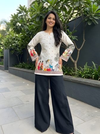 Trending Womens Cream Cotton Kalamkari Print Tunic
