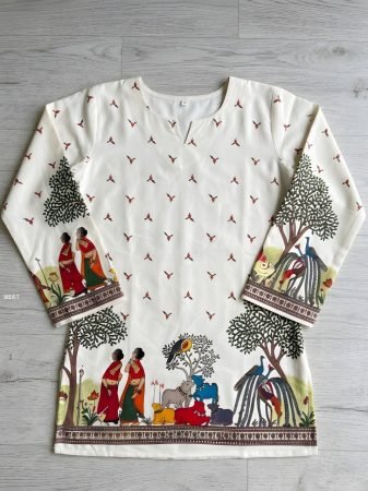 Trending Womens Cream Cotton Kalamkari Print Tunic