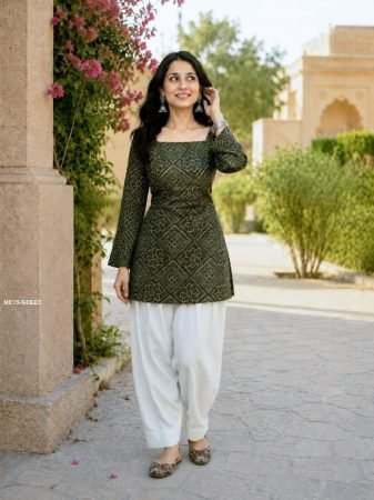 Trendy Cotton Short Kurti With Farsi Pant 