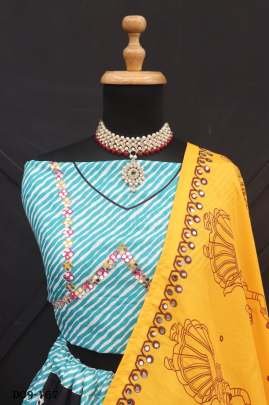 Trendy Digital Print Muslin Lehenga Choli Set