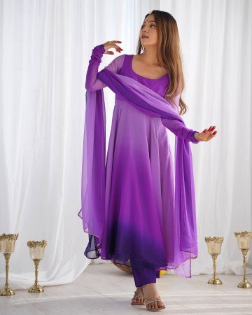 Trendy Full Length Anarkali Dress with Elegant Dupatta