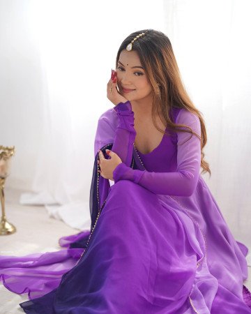Trendy Full Length Anarkali Dress with Elegant Dupatta