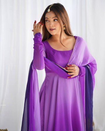 Trendy Full Length Anarkali Dress with Elegant Dupatta