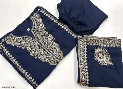 Trendy Georgette Sequin Embroidery Work Blue Kurti Palazzo Set