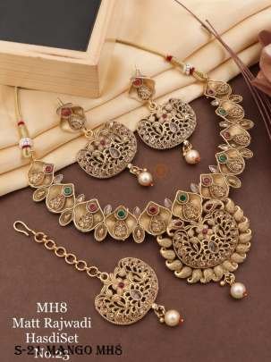 Trendy Matt Rajwadi Mango Pattern Golden Hasdi Set