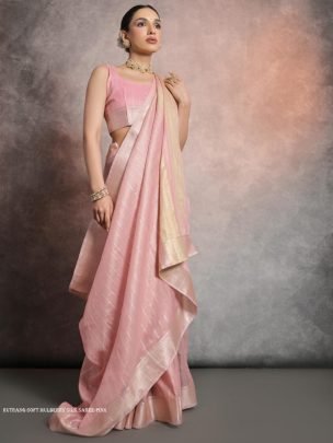 Trendy Resham Zari Woven Pink Silk Saree Festive Wear