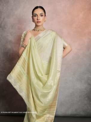 Trendy Resham Zari Woven Pista Green Silk Saree Festive Wear