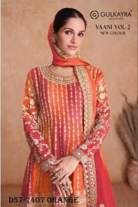 Vaani Vol 2 Gulkayra Designer Chinon Ready made Orange Suits