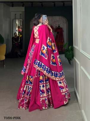 Vibrant Pink Rayon Navratri Lehenga Choli For Womens wear