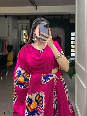 Vibrant Pink Rayon Navratri Lehenga Choli For Womens wear