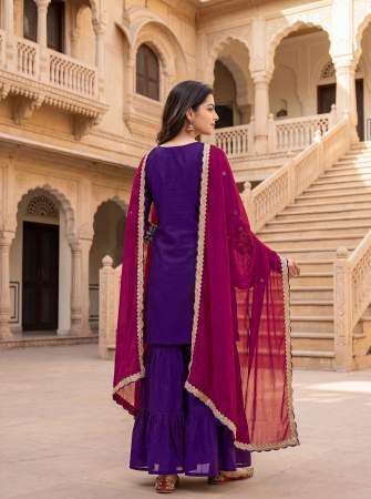 Vichitra Silk with Lining Embroidered Anarkali 3 pcs  Set