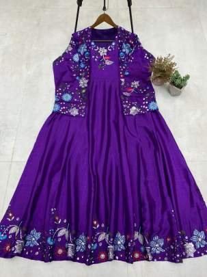 Violet Colour Chinon Fabric Gown With Koti