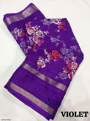 Violet Fancy Sequins Crape Silk Saree