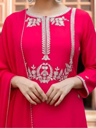 Viscose Silk Fabric Red  Colour Ready Made Suit