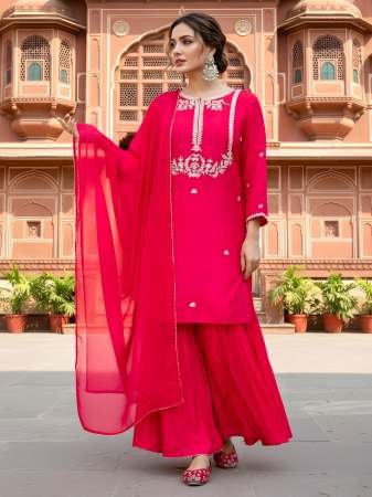 Viscose Silk Fabric Red  Colour Ready Made Suit