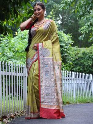 Warli Printed Tussar Silk Saree