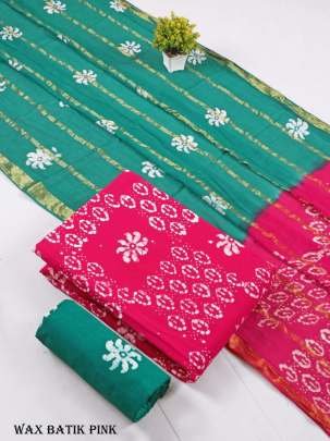 Wax Batik Pink Cotton Dress Material