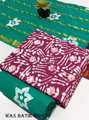 Wax Batik Wine Cotton Dress Material