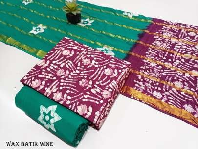 Wax Batik Wine Cotton Dress Material