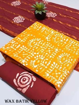 Wax Batik Yellow Cotton Dress Material