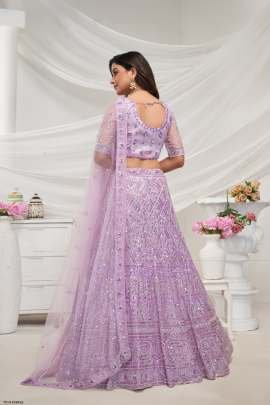 Wedding Collection Purple Soft Net Lehenga Choli