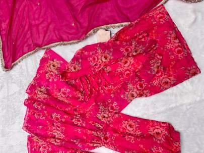 Wedding Flower Digital Printed Sharara Suits