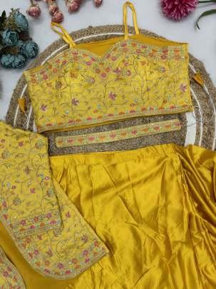 Wedding Haldi Wear Diamond Work Ready To Wear Saree With Jacket