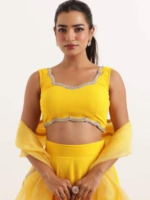 Wedding Haldi Wear Lehenga Choli Dupatta Set